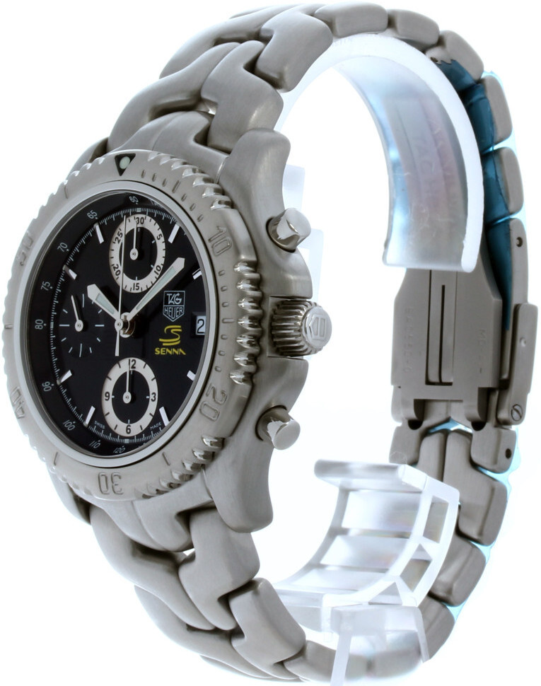 replica TAG Heuer Link Ayrton Senna Limited Edition Watch HY036. Black  Face, Steel Case Bracelet, Link